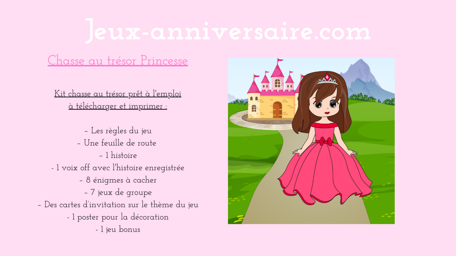 chasse au trésor princesse à télécharger - jeux-anniversaire.com